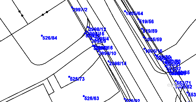 Parcela st. 2998/10 v KÚ Zábřeh nad Odrou, Katastrální mapa