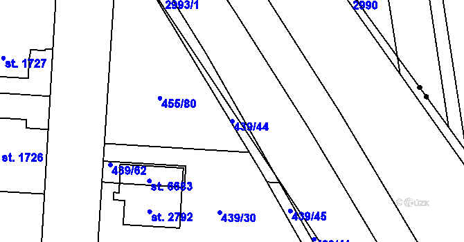 Parcela st. 439/44 v KÚ Zábřeh nad Odrou, Katastrální mapa