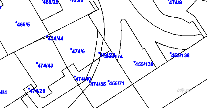 Parcela st. 455/174 v KÚ Zábřeh nad Odrou, Katastrální mapa