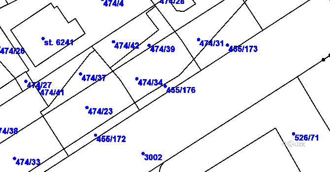 Parcela st. 455/176 v KÚ Zábřeh nad Odrou, Katastrální mapa