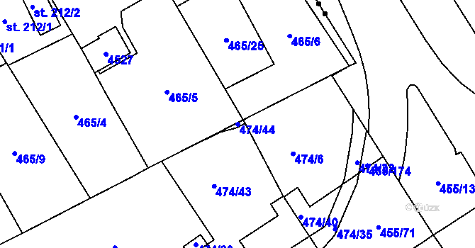 Parcela st. 474/44 v KÚ Zábřeh nad Odrou, Katastrální mapa