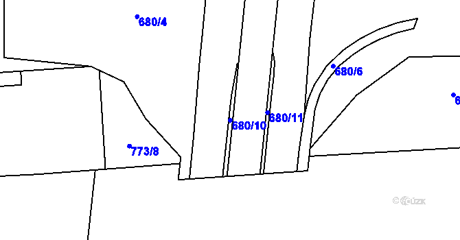 Parcela st. 680/10 v KÚ Zábřeh nad Odrou, Katastrální mapa