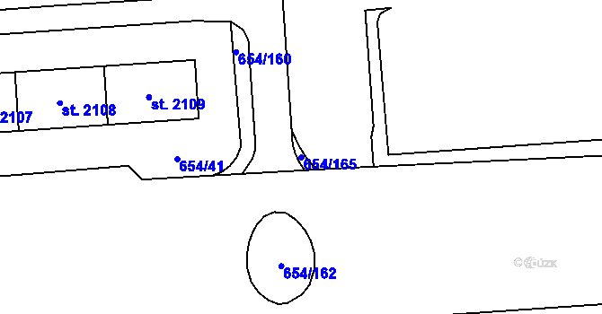 Parcela st. 654/165 v KÚ Zábřeh nad Odrou, Katastrální mapa