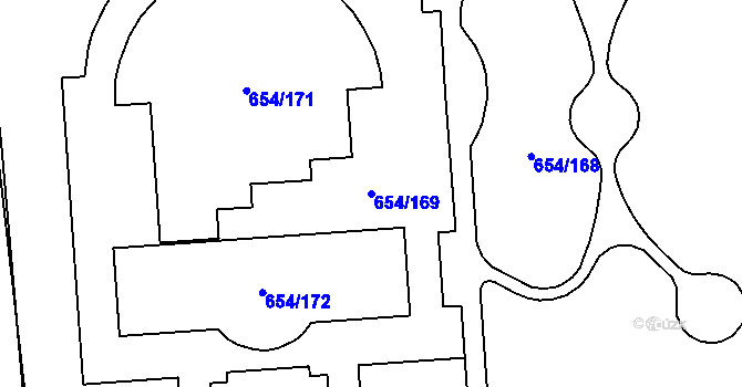 Parcela st. 654/169 v KÚ Zábřeh nad Odrou, Katastrální mapa