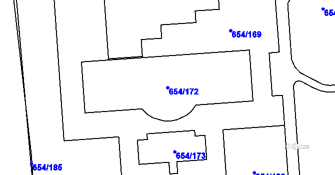 Parcela st. 654/172 v KÚ Zábřeh nad Odrou, Katastrální mapa