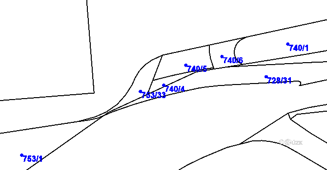 Parcela st. 740/4 v KÚ Zábřeh nad Odrou, Katastrální mapa