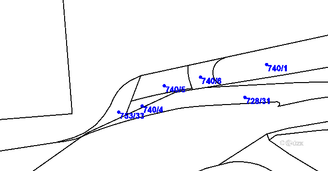 Parcela st. 740/5 v KÚ Zábřeh nad Odrou, Katastrální mapa