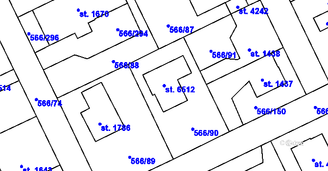 Parcela st. 6512 v KÚ Zábřeh nad Odrou, Katastrální mapa