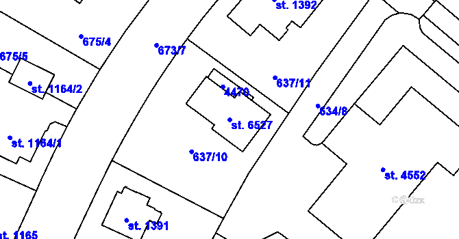 Parcela st. 6527 v KÚ Zábřeh nad Odrou, Katastrální mapa
