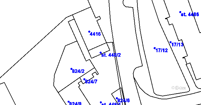 Parcela st. 448/2 v KÚ Zábřeh nad Odrou, Katastrální mapa