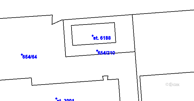 Parcela st. 654/210 v KÚ Zábřeh nad Odrou, Katastrální mapa