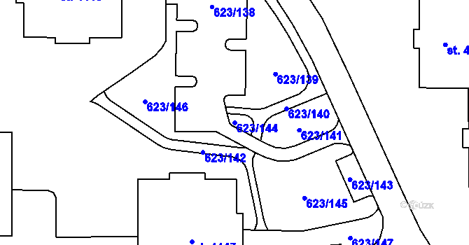 Parcela st. 623/144 v KÚ Zábřeh nad Odrou, Katastrální mapa