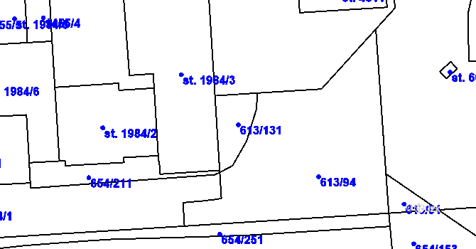Parcela st. 613/131 v KÚ Zábřeh nad Odrou, Katastrální mapa
