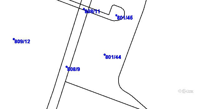 Parcela st. 801/44 v KÚ Zábřeh nad Odrou, Katastrální mapa
