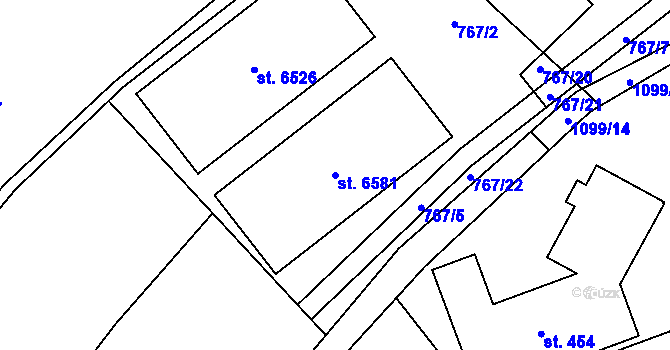 Parcela st. 6581 v KÚ Zábřeh nad Odrou, Katastrální mapa