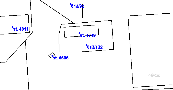 Parcela st. 613/132 v KÚ Zábřeh nad Odrou, Katastrální mapa