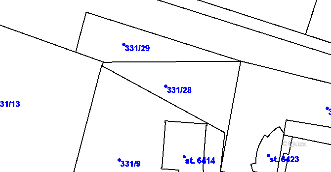 Parcela st. 331/28 v KÚ Zábřeh nad Odrou, Katastrální mapa