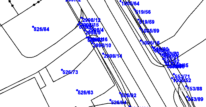 Parcela st. 2998/14 v KÚ Zábřeh nad Odrou, Katastrální mapa