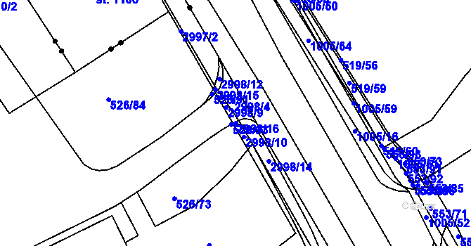 Parcela st. 2998/16 v KÚ Zábřeh nad Odrou, Katastrální mapa