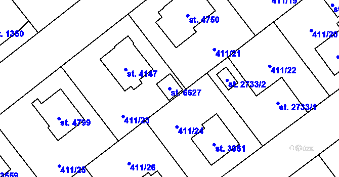 Parcela st. 6627 v KÚ Zábřeh nad Odrou, Katastrální mapa