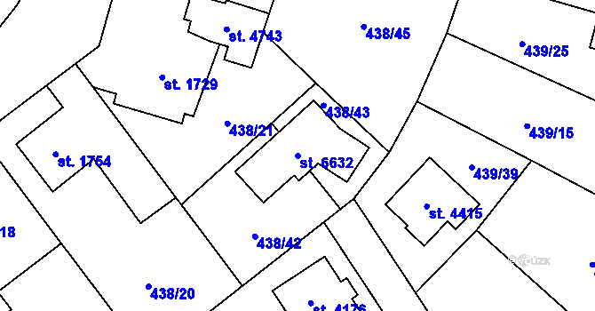 Parcela st. 6632 v KÚ Zábřeh nad Odrou, Katastrální mapa