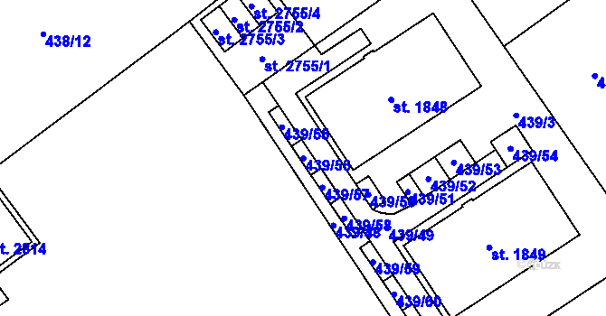 Parcela st. 439/56 v KÚ Zábřeh nad Odrou, Katastrální mapa