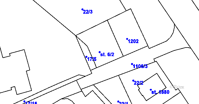 Parcela st. 6/2 v KÚ Zábřeh nad Odrou, Katastrální mapa