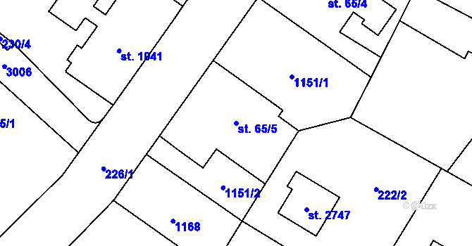Parcela st. 65/5 v KÚ Zábřeh nad Odrou, Katastrální mapa
