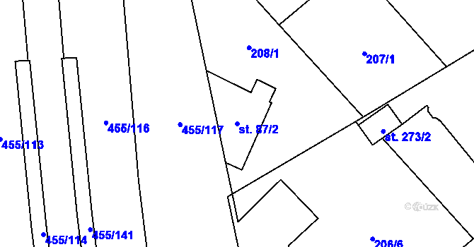 Parcela st. 87/2 v KÚ Zábřeh nad Odrou, Katastrální mapa