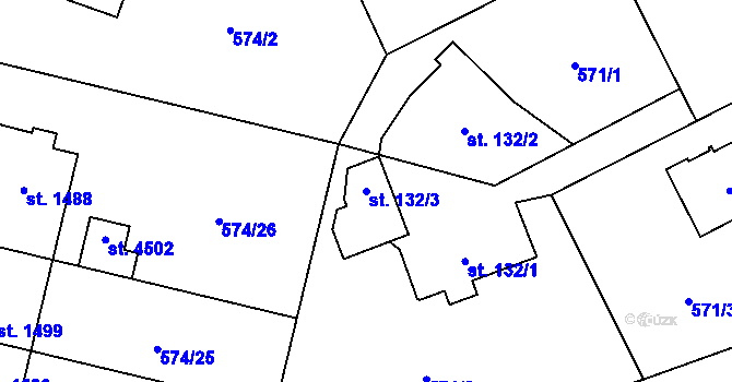 Parcela st. 132/3 v KÚ Zábřeh nad Odrou, Katastrální mapa