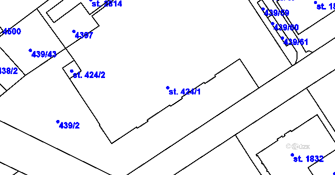 Parcela st. 424/1 v KÚ Zábřeh nad Odrou, Katastrální mapa