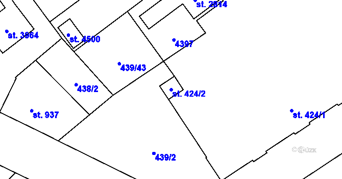 Parcela st. 424/2 v KÚ Zábřeh nad Odrou, Katastrální mapa