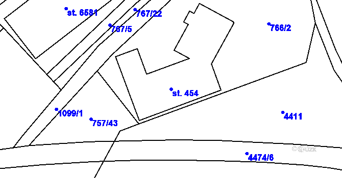 Parcela st. 454 v KÚ Zábřeh nad Odrou, Katastrální mapa