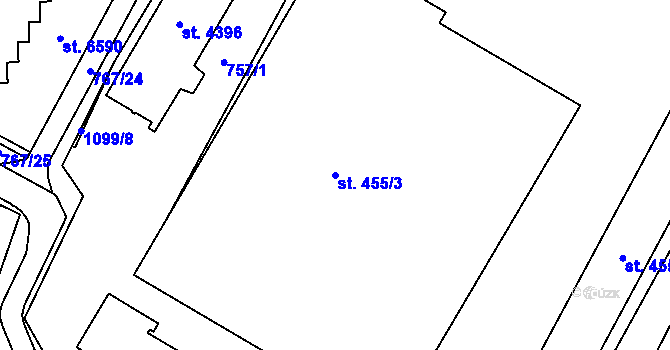 Parcela st. 455/3 v KÚ Zábřeh nad Odrou, Katastrální mapa