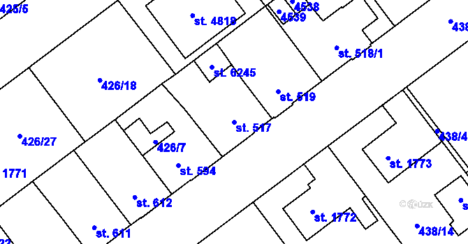 Parcela st. 517 v KÚ Zábřeh nad Odrou, Katastrální mapa