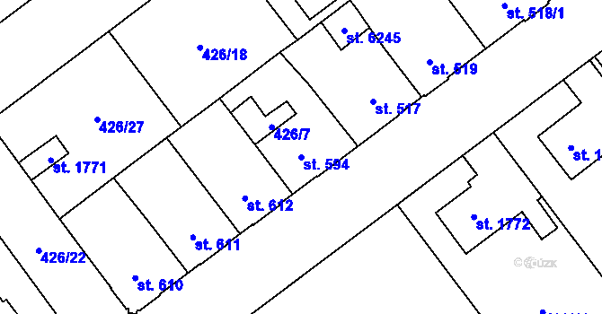 Parcela st. 594 v KÚ Zábřeh nad Odrou, Katastrální mapa