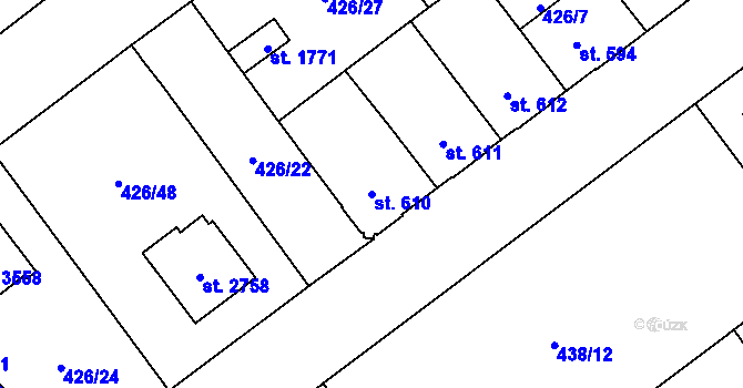 Parcela st. 610 v KÚ Zábřeh nad Odrou, Katastrální mapa
