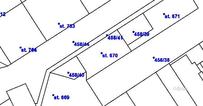 Parcela st. 670 v KÚ Zábřeh nad Odrou, Katastrální mapa