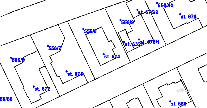 Parcela st. 674 v KÚ Zábřeh nad Odrou, Katastrální mapa