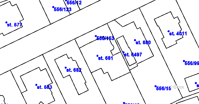 Parcela st. 681 v KÚ Zábřeh nad Odrou, Katastrální mapa