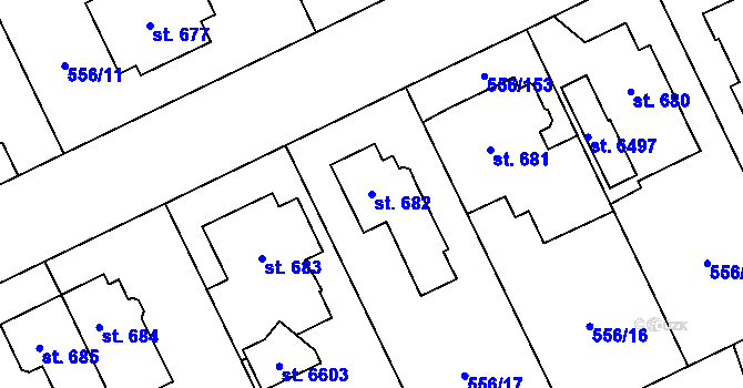 Parcela st. 682 v KÚ Zábřeh nad Odrou, Katastrální mapa
