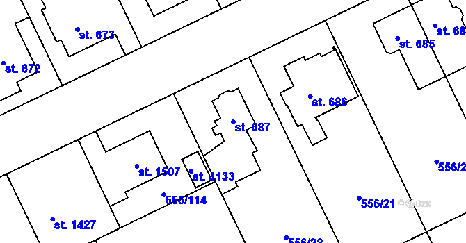Parcela st. 687 v KÚ Zábřeh nad Odrou, Katastrální mapa