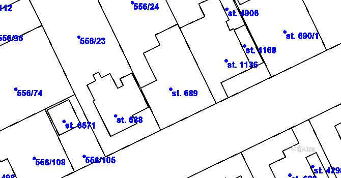 Parcela st. 689 v KÚ Zábřeh nad Odrou, Katastrální mapa