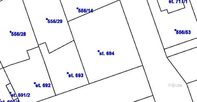 Parcela st. 694 v KÚ Zábřeh nad Odrou, Katastrální mapa
