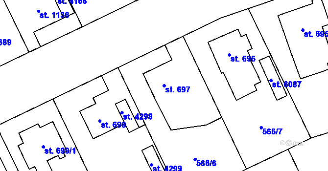 Parcela st. 697 v KÚ Zábřeh nad Odrou, Katastrální mapa