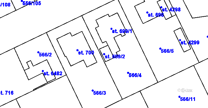 Parcela st. 699/2 v KÚ Zábřeh nad Odrou, Katastrální mapa