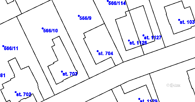 Parcela st. 704 v KÚ Zábřeh nad Odrou, Katastrální mapa