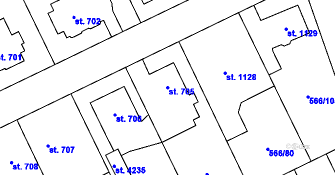 Parcela st. 705 v KÚ Zábřeh nad Odrou, Katastrální mapa