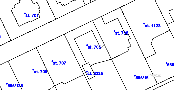 Parcela st. 706 v KÚ Zábřeh nad Odrou, Katastrální mapa