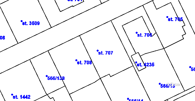 Parcela st. 707 v KÚ Zábřeh nad Odrou, Katastrální mapa